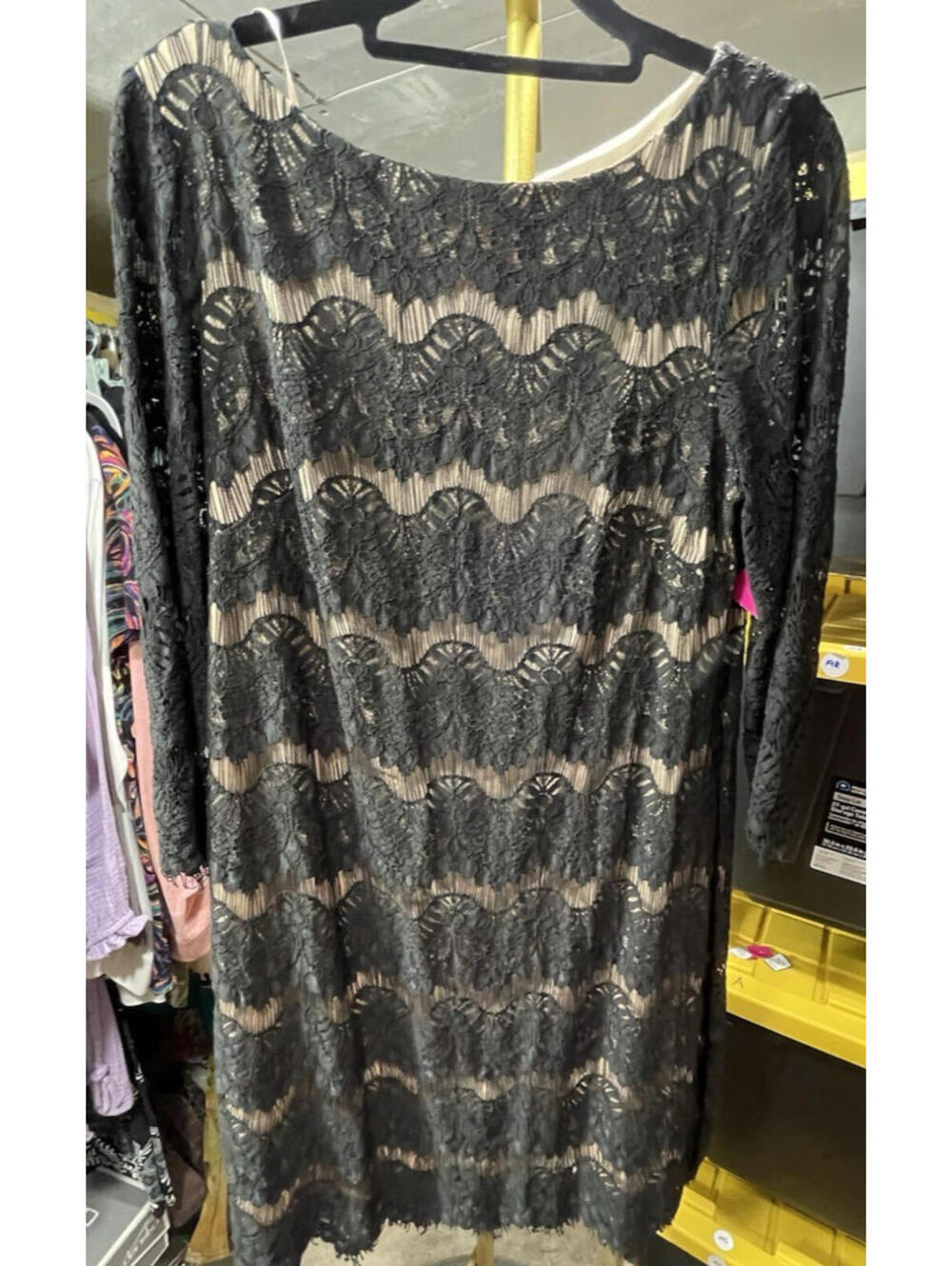 Jessica Howard Black Lace Overlay Dress Size 10 - 3/4 Sleeve Formal Classic
